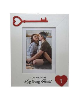 Portafoto con cuore e chiave rossa