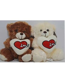 Peluche orsetto con cuore bianco 18 cm