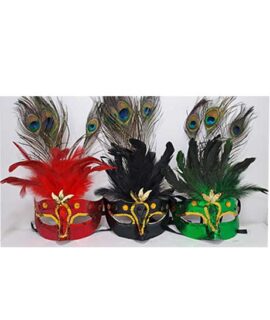Maschera con piume da pavone