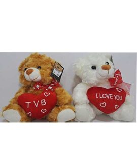 Peluche orsetto riccio con cuore 18 cm