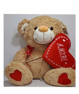 Peluche ORSO con fiocco e cuore 40 cm