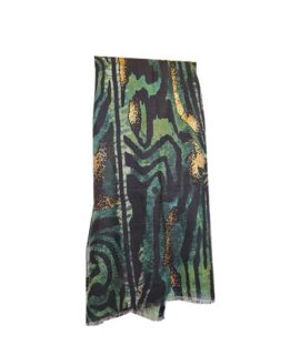Pashmina donna a strisce irregolari verde/oro