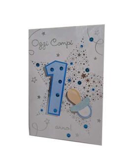 Biglietto Primo Compleanno paillettes