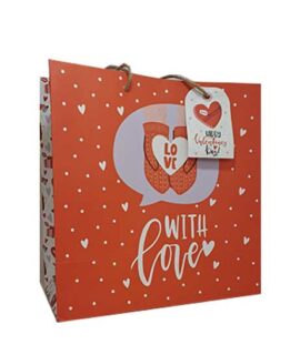 Busta regalo rossa con cuori