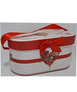 Scatola regalo bianca a pois rossi con cuore