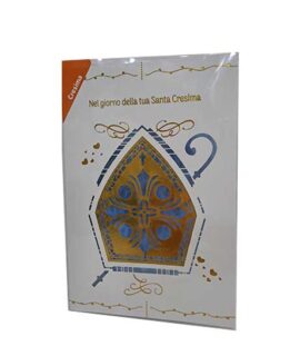 Biglietto CRESIMA con cappello oro