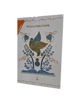 Biglietto CRESIMA con colomba oro