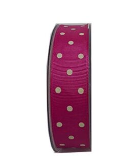 Nastro a pois in gros-grain 25 mm FUCSIA