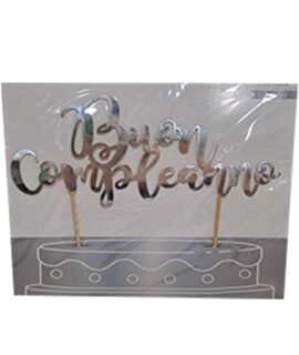 Topper BUON COMPLEANNO argento