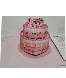 Biglietto auguri TORTA ROSA con numeri Origamo