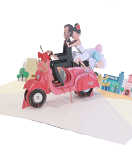 Biglietto auguri SPOSI IN VESPA Origamo