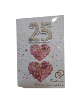 Biglietto 25° anniversario con cuori