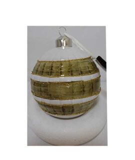 Pallina natalizia lucida bianco/verde