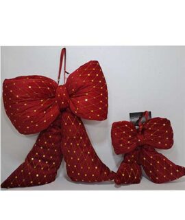 Fiocco natalizio in velluto ROSSO e decori ORO