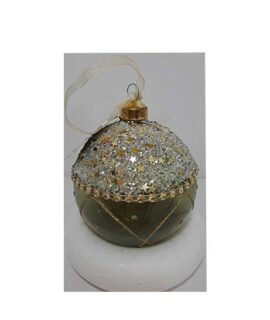 Pallina natalizia verde/oro con stelline