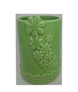 Portapenne in ceramica con fiori