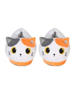 Pantofole Plush I-TOTAL GATTO BIANCO CON ORECCHIE GRIO-ARANCIO