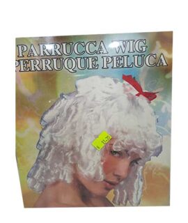 Parrucca riccia bianca con fiocco