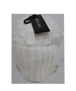 Cappello bianco con fascia a costine