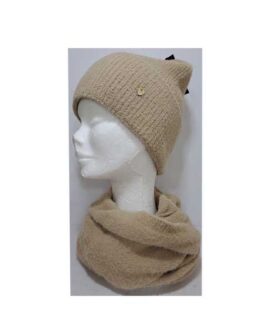 Cappello + scaldacollo color cammello DONNA