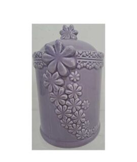 Barattolo lilla in ceramica con fiori