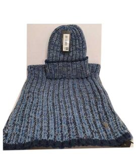 Sciarpa + cappello UOMO blu-celeste-tortora