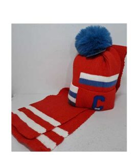 Cappello + sciarpa bimbo con pon pon blu