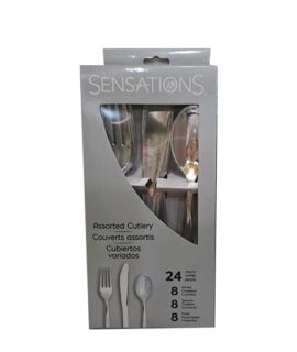 Set di posate riutilizzabili ARGENTO 24 pz