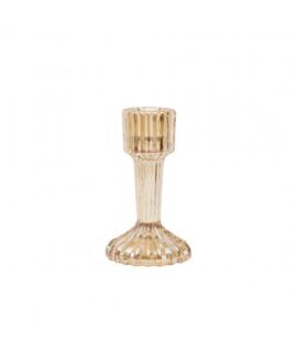 Candelabro in vetro rigato sfumato CHAMPAGNE 11 cm