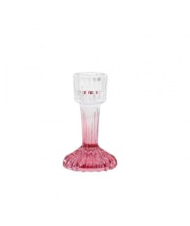 Candelabro in vetro rigato sfumato ROSA 11 cm