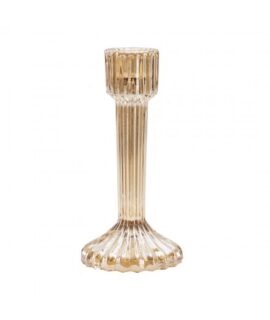 Candelabro in vetro rigato sfumato CHAMPAGNE 16 cm