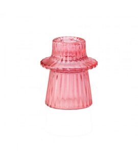 Candelabro in vetro rigato ROSA 7 cm
