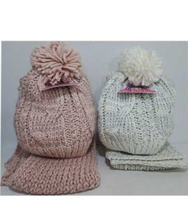 Cappello con pon pon + sciarpa bimba con lurex