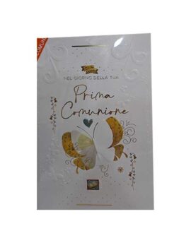 Biglietto Prima Comunione con farfalla oro