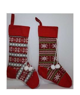 Calza Porta Dolci in lana con fiocchi di neve