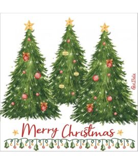Tovagliolo Merry Christmas con alberi GIVI ITALIA