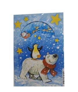 Biglietto natalizio con rotella ORSO E PINGUINO