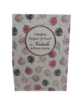 Biglietto natalizio con palline rosa