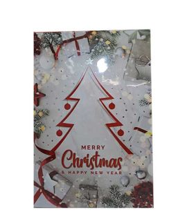 Biglietto Merry Christmas con albero rosso