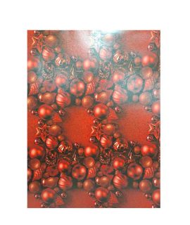 Carta regalo natalizia con palline e stelle rosse