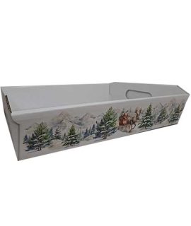 Cesto di cartone natalizio con slitta Babbo Natale