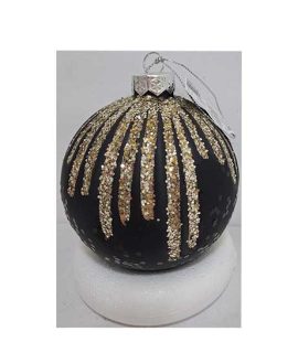 Pallina natalizia nera con colature argento