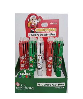 Penna cancellabile 4 colori natalizia