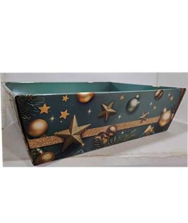 Cesto di cartone natalizio verde con stelle oro