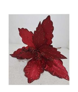 Stelo Stella di Natale rossa con strass argento