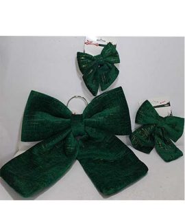 Fiocco natalizio vellutato verde con lamè ORO