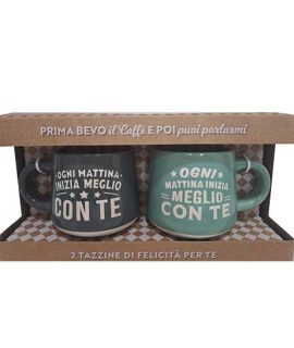 Set 2 tazzine con frase: OGNI MATTINA INIZIA MEGLIO CON TE