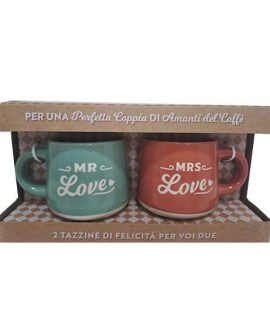 Set 2 tazzine con frase: MR LOVE - MRS LOVE