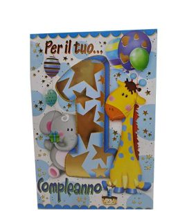 Biglietto Primo Compleanno con giraffa