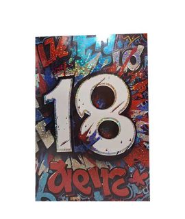 Biglietto 18 anni astratto con busta azzurra
